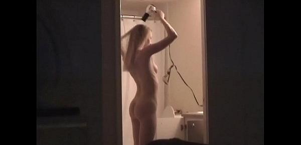  Young hot blonde gf naked in bathroom caught me recording